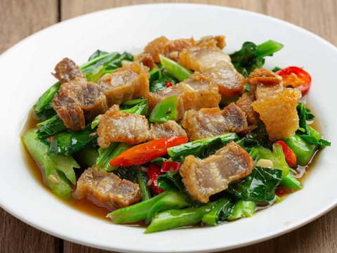 Stir-Fried Crispy Pork as pictured in Laap Thai's printed menu