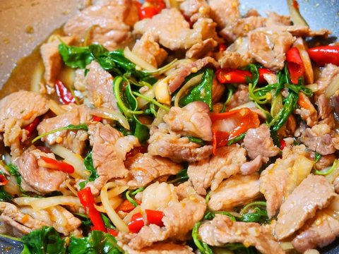 Stir-Fried Thai Basil as pictured in Laap Thai's printed menu
